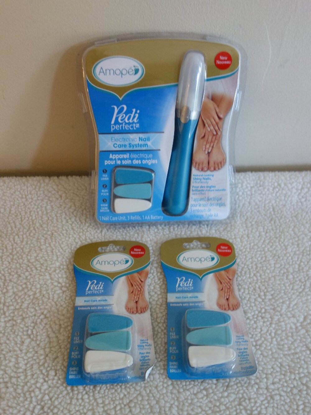 New Sealed AMOPE Electronic Nail Care System Kit w/ 2 x-tra pkgs of heads